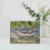 Lächelnder Alligator denkt an dich Postkarte (Stehend Vorderseite)