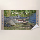Lächelnder Alligator Funny Wildlife Fotografy Strandtuch (Vorderseite)