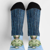 Lächelnder Alligator und Vogel Socken (Oben)