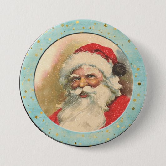 Lächelnder altmodischer Weihnachtsmann Button (Vorderseite)