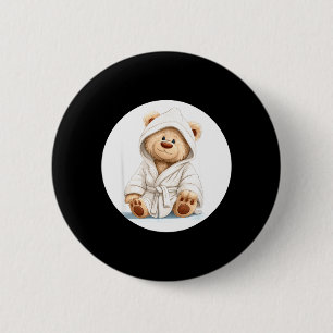 Lächelnder Bademantel-Teddybär-Grafik für Jungen u Button