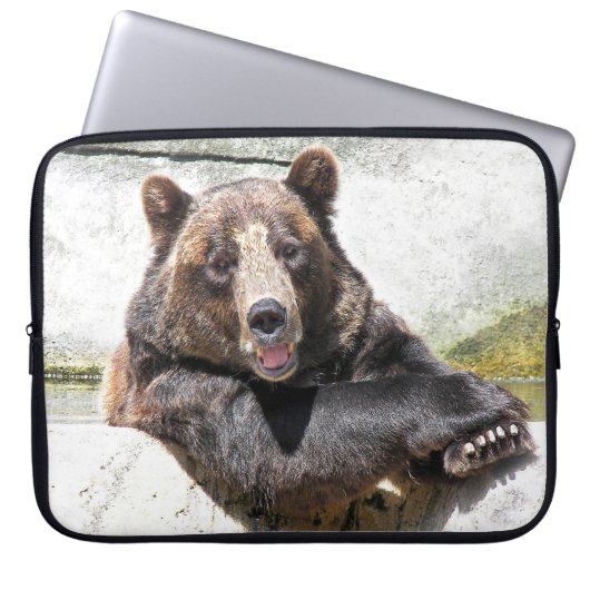 Lächelnder Bär Laptopschutzhülle (Vorderseite)