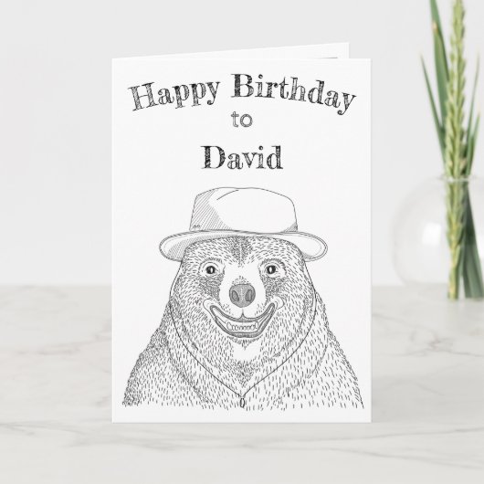 Lächelnder Bär / Personalisierte Geburtstagskarte Dankeskarte (Vorderseite)