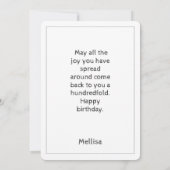 Lächelnder Bär / Personalisierte Geburtstagskarte Dankeskarte (Rückseite)