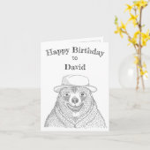 Lächelnder Bär / Personalisierte Geburtstagskarte Karte (Gelbe Blume)