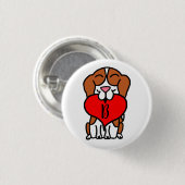 Lächelnder Beagle Herzmonogramm Button (Vorne & Hinten)