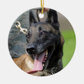 Lächelnder Belgier Malinois Hund Keramikornament (Vorne)
