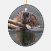 lächelnder Biber Keramikornament (Links)