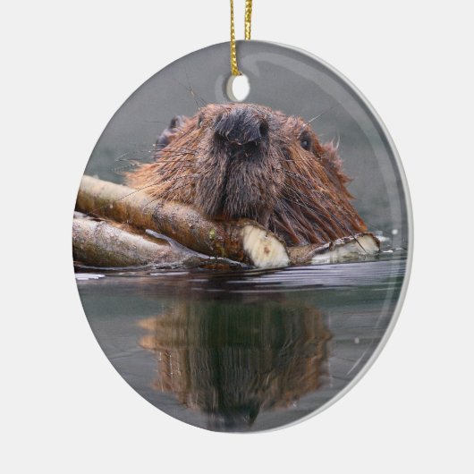 lächelnder Biber Keramikornament (Links)