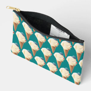 Lächelnder Bichon-Eiscreme-Muster Teal Art Zubehörtasche