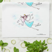 Lächelnder blauer Engel, der Herz der Liebe bringt Geschirrtuch (Gefaltet)