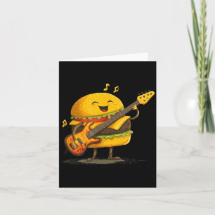 Lächelnder Burger mit Gitarre für Fast-Food-Rocker Karte