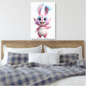 Lächelnder Cartoon Bunny Character Artwork Leinwanddruck (Insitu (Schlafzimmer))