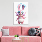 Lächelnder Cartoon Bunny Character Artwork Leinwanddruck (Insitu (Wohnzimmer))