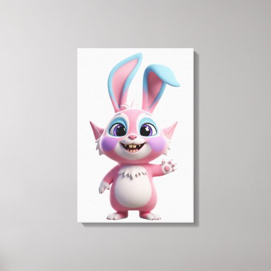 Lächelnder Cartoon Bunny Character Artwork Leinwanddruck (Vorderseite)