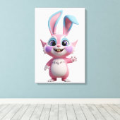Lächelnder Cartoon Bunny Character Artwork Leinwanddruck (Insitu (Holzboden))