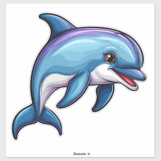 Lächelnder Cartoon Dolphin Aufkleber (Blatt)