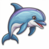 Lächelnder Cartoon Dolphin Aufkleber (Vorderseite)