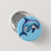 Lächelnder Cartoon Dolphin Button (Vorne & Hinten)