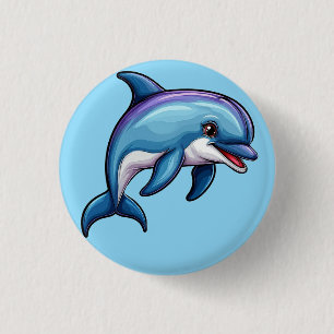 Lächelnder Cartoon Dolphin Button