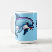 Lächelnder Cartoon Dolphin Kaffeetasse (Vorderseite Links)