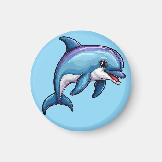 Lächelnder Cartoon Dolphin Magnet (Vorne)