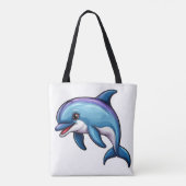 Lächelnder Cartoon Dolphin Tasche (Rückseite)