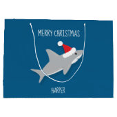 Lächelnder Cartoon Hai Weihnachtsmannmütze Weihnac Große Geschenktüte (Rückseite)