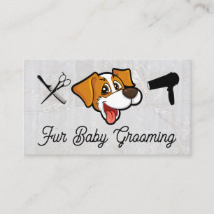 Lächelnder Cartoon Hund Grooming Tools Visitenkarte