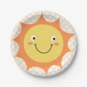 Lächelnder Cartoon Sonnenansicht Pappteller (Vorderseite)