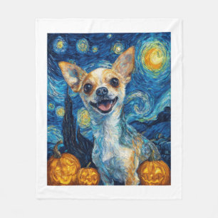 lächelnder Chihuahua-Hund Sternennacht von Van Gog Fleecedecke