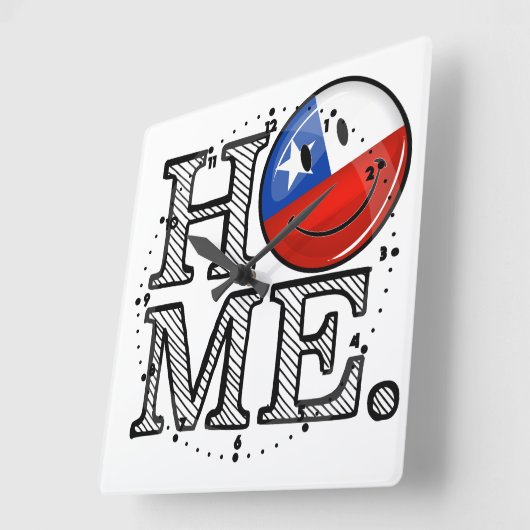 Lächelnder chilenischer FlaggeHousewarming Quadratische Wanduhr (Winkel)