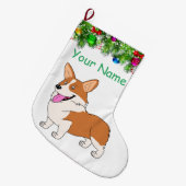 Lächelnder Corgi-Feiertag Großer Weihnachtsstrumpf (Vorderansicht (hängend))