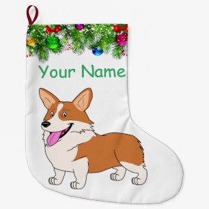 Lächelnder Corgi-Feiertag Großer Weihnachtsstrumpf