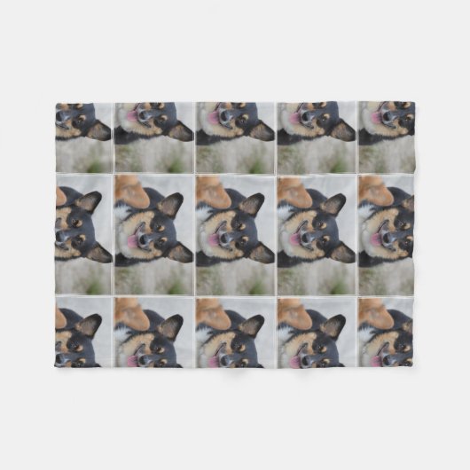 Lächelnder Corgi Fleecedecke (Vorderseite (Horizontal))