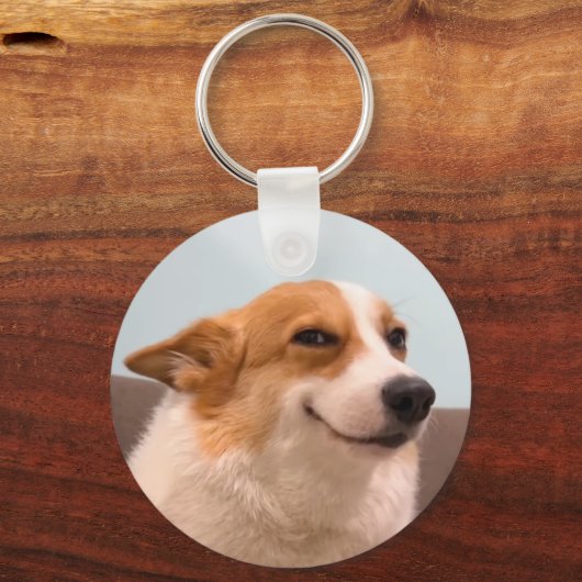 Lächelnder Corgi Meme Doppelseitiger Schlüsselanhä Schlüsselanhänger (Vorderseite)
