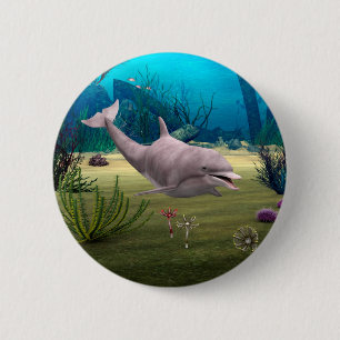 Lächelnder Delfin Button