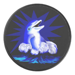 Lächelnder Delfin Eishockey Puck