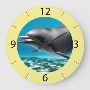 Lächelnder Delfin Große Wanduhr