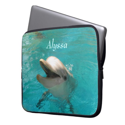 Lächelnder Delphin Laptopschutzhülle (Vorderseite Links)
