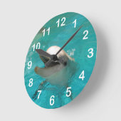 Lächelnder Delphin Runde Wanduhr (Winkel)
