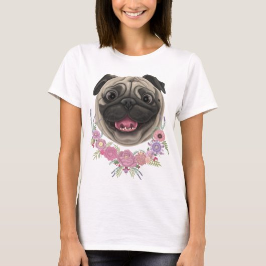 Lächelnder Derpy-Mops T-Shirt (Vorderseite)