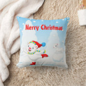 Lächelnder Eisbär, der Ice-Skaten macht Kissen (Decke)