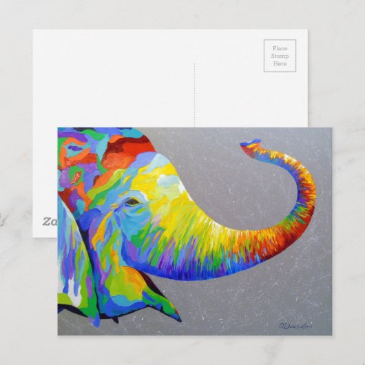 Lächelnder Elefant Postkarte (Vorne/Hinten)