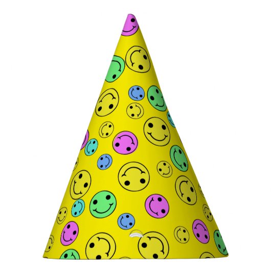 Lächelnder Emoji Faces II Gelber Party Hut Partyhütchen (Rechts)