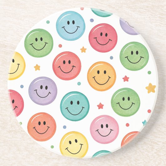Lächelnder Emoji-Muster Getränkeuntersetzer (Vorne)