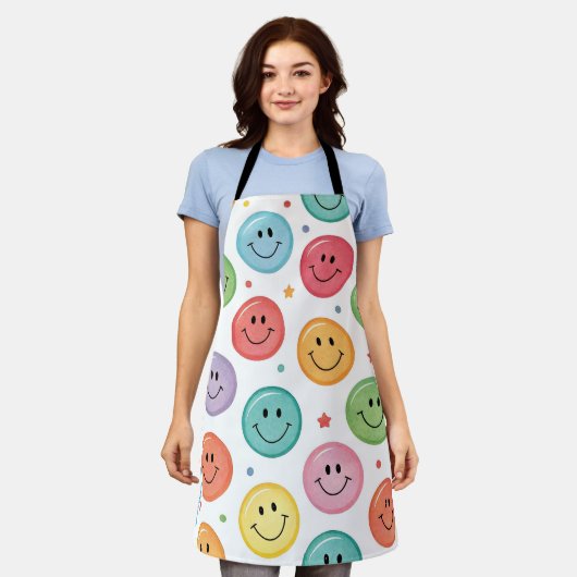 Lächelnder Emoji-Muster Schürze (Getragen)