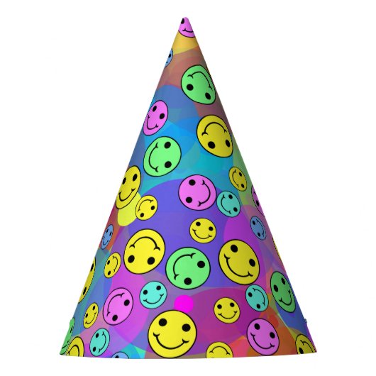 Lächelnder Emoji Rainbow-Party-Hut Partyhütchen (Vorderseite)
