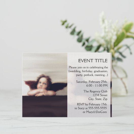 Lächelnder Engel-Engels-Junge Einladung (Stehend Vorderseite)