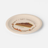 Lächelnder Erntedank Pecan Pie Slice Tan Brown Pappteller (Schrägansicht)